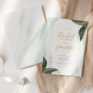 Elegant Greenery Gold Watercolor Bridal Shower Invitation
