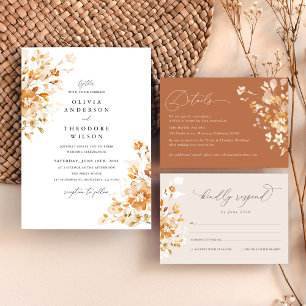 Terracotta Floral Elegant Wedding Details Hotel Enclosure Card