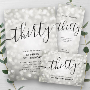 Modern Silver Glitter Lights 30th Birthday  Guest Book