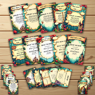 Enchanted Forest Castle Woodland Fairytale Wedding Invitation