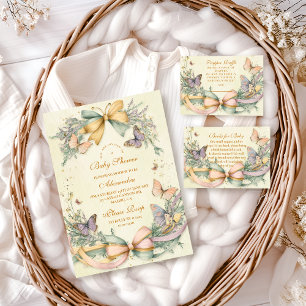 Whimsical Butterfly Bow Baby Shower Invitation