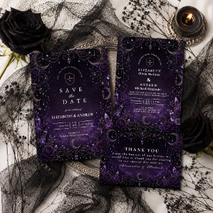 Romantic Purple Goth Wedding Save The Date