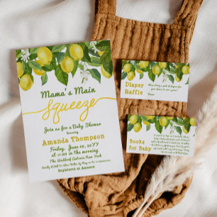 Classic Watercolor Lemon & Flowers Yellow White  Invitation