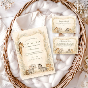 Neutral Safari Jungle Animals Baby Shower Napkin