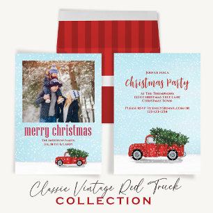 Christmas Party Classic Red Truck Invitation