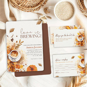 Boho Fall Love is brewing coffee Bridal shower Invitation