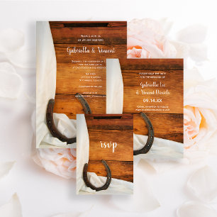 Horseshoe and Satin Country Barn Wedding RSVP