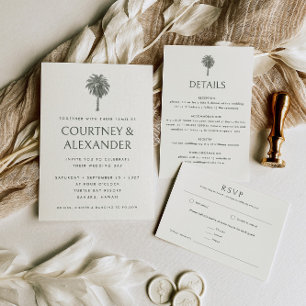 Elegant Tropical Green Vintage Style Wedding RSVP Card