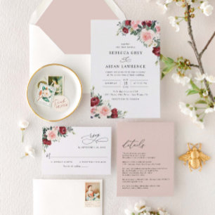 Rustic Watercolor Floral Wedding Reception Invitation