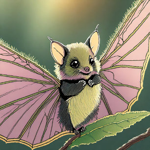 Fruit bat baby square sticker