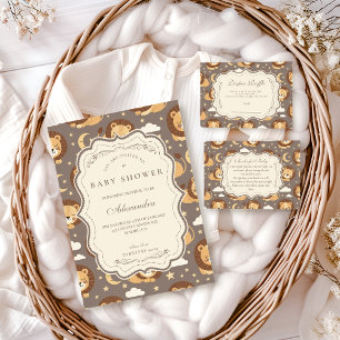 Whimsical Neutral Safari Lion Baby Diapper Raffle Enclosure Card