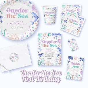 Modern Dolphin Under the Sea Thank You Birthday Gift Tags
