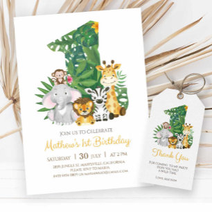 Wild One Baby 1st Birthday Jungle Safari Key Ring
