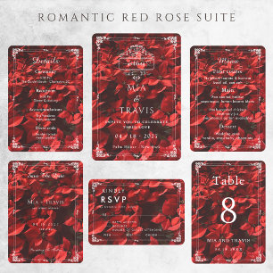 Romantic Red Rose   Floral Elegant Editable Thank You Card