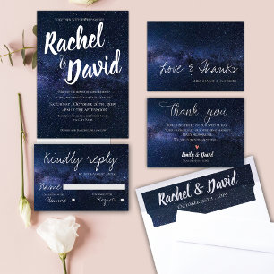 Cute Elegant Under The Stars Typography Wedding Save The Date