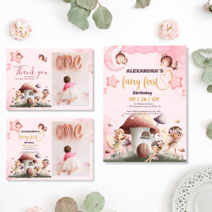 Photo Fairy First Girl's 1st Birthday Invitation