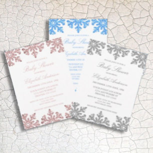 Silver Snowflake Winter Baby Shower Invitation