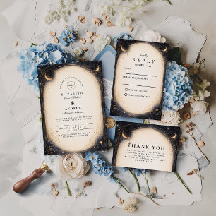 Vintage Celestial Wedding RSVP Card