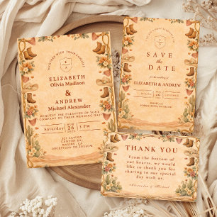 Western Floral Cowgirl Wedding RSVP Card