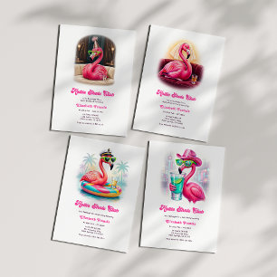 Hottie Shots Club Flamingo Pool Bachelorette Party Invitation