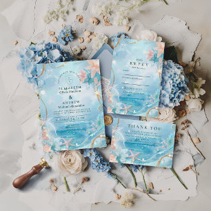 Ethereal Ocean Light Wedding Invitation