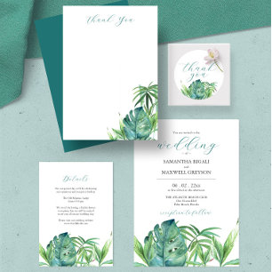 Tropical Palm Leaves Song Request RSVP Postcard