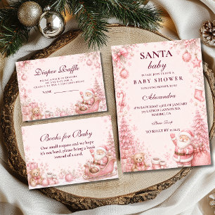 Whimsical Pink Santa Baby Shower Invitation