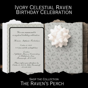 Moody Gothic Charcoal Raven Moon Wrapping Paper Sheet