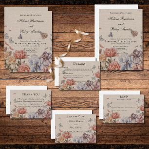 Butterfly Garden Vintage Wedding Invitation