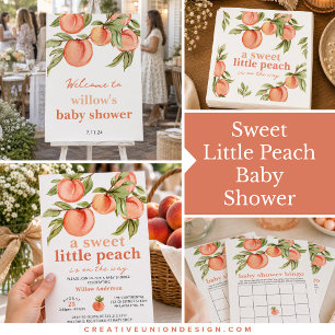Sweet Peach Baby Shower Bingo Game 
