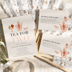 Tea for Two   Violet Tea Party Baby Shower Invitation