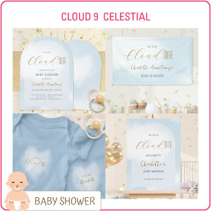 Cloud 9 Celestial Blue Baby Shower Gift Registry Enclosure Card