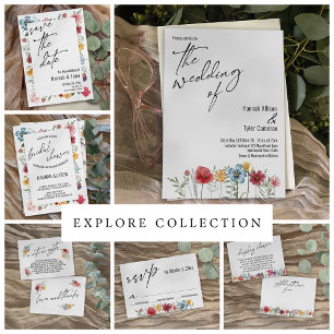 Watercolor Flowers Elegant Script Bridal Shower Invitation