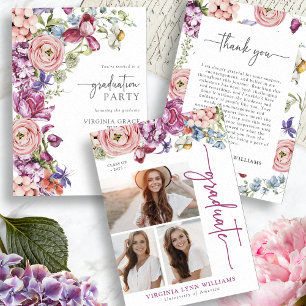 Elegant Wildflower Graduation Party Invitation