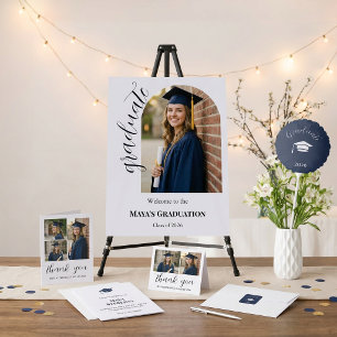 Modern Editorial Script Multi-Photo Graduation  Invitation