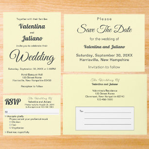 Cream With Slate Text Wedding Invitation