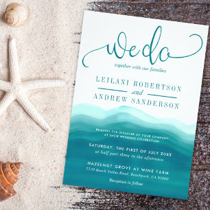 Teal We Do Watercolor Ombre Wedding Invitation
