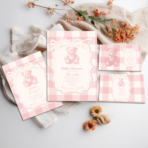 Coquette Gingham French Teddy  Books for Baby Enclosure Card