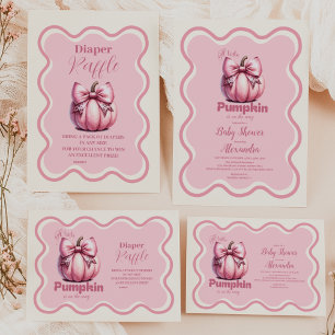 Pink Pumpkin Bow Girl Baby Shower Invitation