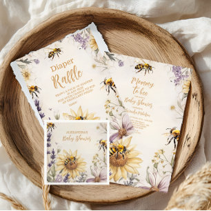 Vintage Mummy to Bee Yellow Floral  Baby Shower Napkin