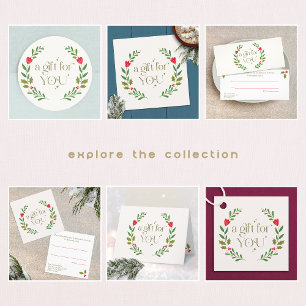 Elegant Christmas Wreath Gift Certificate Thank You Card