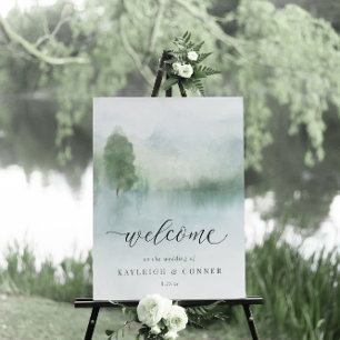 Abstract Watercolor Lake Mountains Wedding Invitat Invitation