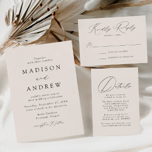 Modern Elegance Cream and Rose Gold Wedding Foil Invitation Postcard