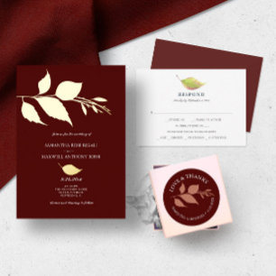 Simple Maroon and Greenery Meal Choice RSVP Card