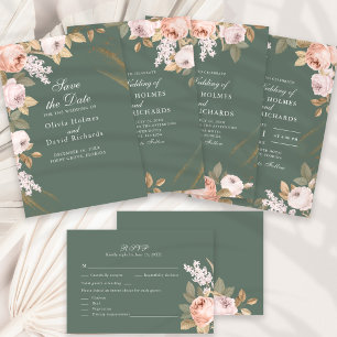 Boho Sage Green Peonies Return Address