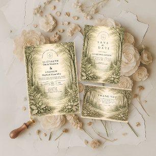 Timeless Woodland Forest Wedding Invitation