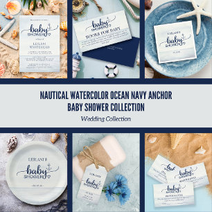 Diaper Raffle Nautical Ocean Watercolor Enclosure Card