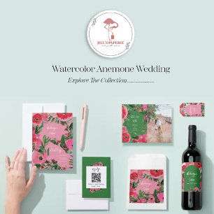 Watercolor Botanicals Anemone Cardstock Inspired Invitation