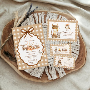 Woodland Baby Shower Gingham Fall Invitation