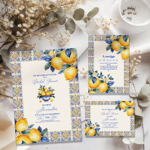 Chic Lemon Mediterranean Summer Bridal Shower Enclosure Card
